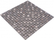 Azulejo de mosaico de vidrio piedra natural mosaico de piedra mezcla gris mate azulejo backsplash MOS92-590_f