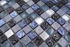 Mosaico azulejo vidrio piedra natural mosaico piedra acero mezcla azul gris cocina pared baño MOS92-670_f
