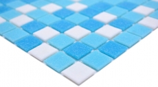 Muestra de mano mosaico azulejo mosaico de vidrio Classic Mix mezcla de vidrio blanco azul papel aglomerado piscina mosaico de piscina MOS210-323P_m