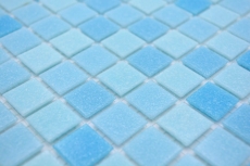Muestra de mano mosaico azulejo mosaico de vidrio Classic Mix mezcla de vidrio azul claro 4F pegado con papel mosaico de piscina mosaico de piscina MOS210-PA331_m