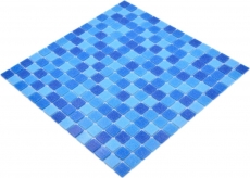 Muestra de mano mosaico azulejo mosaico de vidrio Classic Mix mezcla de vidrio azul 4F aglomerado con papel mosaico de piscina mosaico de piscina MOS210-PA335_m