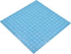 Muestra de mano mosaico azulejo mosaico de vidrio Classic Uni vidrio uni azul turquesa mosaico de piscina con aglomerante de papel MOS200-A13-B_m