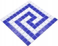 Muestra de mano mosaico azulejo frontera vidrio blanco azul oscuro papel pegado piscina mosaico piscina mosaico MOSMB-BO16P_m