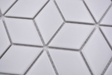 Muestra de mano mosaico azulejo cerámica mosaico combinación 3D cubo uni blanco mate azulejo backsplash cocina MOS13-POV4_m