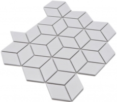 Muestra de mano mosaico azulejo cerámica mosaico combinación 3D cubo uni blanco mate azulejo backsplash cocina MOS13-POV4_m