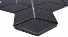 Muestra de mano mosaico azulejo cerámica mosaico combinación 3D cubo uni negro mate baño cocina pared MOS13-POV5_m