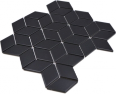 Muestra de mano mosaico azulejo cerámica mosaico combinación 3D cubo uni negro mate baño cocina pared MOS13-POV5_m