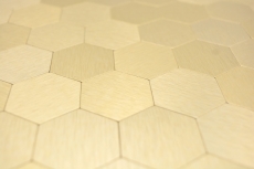 Muestra de mano mosaico azulejo autoadhesivo mosaicos hexagonal metal oro cocina pared MOS200-4GHX_m