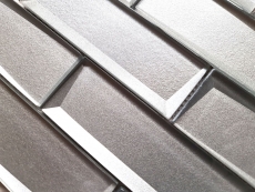 Muestra de mano mosaico azulejo vidrio mosaico combi 3D look gris plata pared cocina baño MOS88-XB01_m