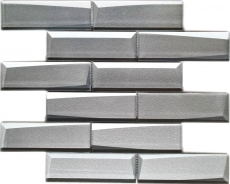 Muestra de mano mosaico azulejo vidrio mosaico combi 3D look gris plata pared cocina baño MOS88-XB01_m