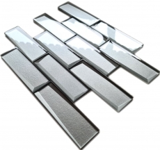 Muestra de mano mosaico azulejo vidrio mosaico combi 3D look gris plata pared cocina baño MOS88-XB01_m