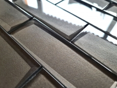 Mosaico de vidrio Metro 3D óptico terra marrón antracita protector contra salpicaduras de cocina MOS88-XB09