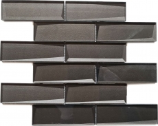 Muestra de mano mosaico azulejo vidrio mosaico combi 3D look negro cocina splashback azulejo espejo MOS88-MOS88-XB09_m