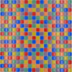 Muestra de mano mosaico azulejo de vidrio mosaico mezcla colorido rojo azul amarillo verde azulejo espejo baño MOS88-XC123_m