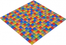 Muestra de mano mosaico azulejo de vidrio mosaico mezcla colorido rojo azul amarillo verde azulejo espejo baño MOS88-XC123_m