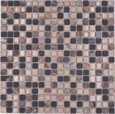 Muestra de mano mosaico azulejo vidrio piedra natural mosaico piedra mezcla marrón mate cocina splashback MOS92-580_m