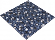 Muestra de mano mosaico azulejo vidrio piedra natural mosaico piedra EP mezcla negro plata cocina splashback MOS92-660_m