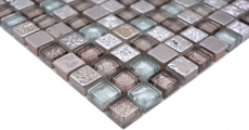 Muestra de mano mosaico azulejo vidrio piedra natural mosaico resina acero mezcla EP gris cocina baño pared MOS92-680_m