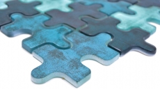 Muestra de mano mosaico azulejo vidrio mosaico combi rompecabezas mezcla azul turquesa cocina splashback baño MOS88-PT03_m