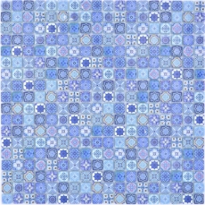 Muestra de mano mosaico azulejo vidrio mosaico combi retro biscuit azul azulejo backsplash baño MOS78-RB33_m