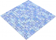 Muestra de mano mosaico azulejo vidrio mosaico combi retro biscuit azul azulejo backsplash baño MOS78-RB33_m