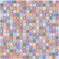 Muestra de mano mosaico azulejo de vidrio mosaico combi retro biscuit colorido azulejo espejo baño MOS78-RB83_m