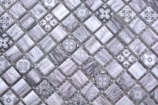 Muestra de mano mosaico azulejo mosaico de vidrio combi retro madera gris cocina splashback baño MOS78-W09_m