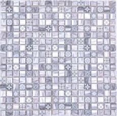 Muestra de mano mosaico azulejo mosaico de vidrio combi retro madera gris cocina splashback baño MOS78-W09_m