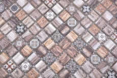 Muestra de mano mosaico azulejo mosaico de vidrio combi retro madera marrón cocina splashback baño MOS78-W89_m