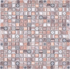 Muestra de mano mosaico azulejo mosaico de vidrio combi retro madera marrón cocina splashback baño MOS78-W89_m
