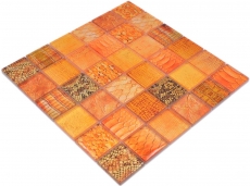 Muestra de mano mosaico azulejo mosaico de vidrio combi bosque naranja cocina baño pared MOS78-W48_m