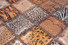 Muestra de mano mosaico azulejo vidrio mosaico combi bosque marrón claro azulejo espejo pared MOS78-W58_m