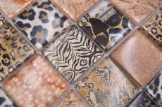 Muestra de mano mosaico azulejo mosaico de vidrio combi bosque marrón baño cocina splashback MOS78-W68_m