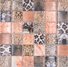 Muestra de mano mosaico azulejo mosaico de vidrio combi bosque marrón baño cocina splashback MOS78-W68_m