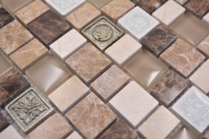 Muestra de mano mosaico azulejo mosaico compuesto multiformato piedra resina cerámica mezcla emperador azulejo backsplash MOS85-2FD_m