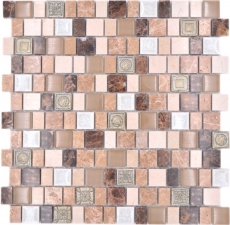 Muestra de mano mosaico azulejo mosaico compuesto multiformato piedra resina cerámica mezcla emperador azulejo backsplash MOS85-2FD_m