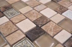 Muestra de mano mosaico azulejo mosaico compuesto multiformato piedra resina cerámica mezcla emperador azulejo backsplash MOS85-2FD_m