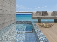 Piscina mosaico piscina mosaico de vidrio azul real iridiscente brillante pared suelo cocina baño ducha MOS220-P56384