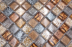 Azulejo de mosaico de vidrio marrón claro brillante safari pared cocina baño ducha MOS68-WL54