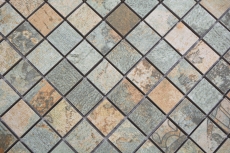 Mosaico de cerámica gres porcelánico beige marrón gris verde mate pared suelo cocina baño ducha MOS18-25CB_f