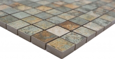 Mosaico de cerámica gres porcelánico beige marrón gris verde mate pared suelo cocina baño ducha MOS18-25CB_f