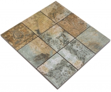 Mosaico de cerámica gres porcelánico beige marrón gris verde mate pared suelo cocina baño ducha MOS23-95CB_f