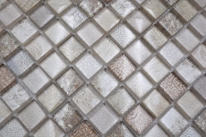 Mosaico de vidrio mosaico azulejo beige brillante cocodrilo estructura pared cocina baño ducha MOS68-WL34_f
