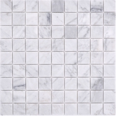 Mosaico de piedra natural mármol blanco carrara look mate pared suelo cocina baño ducha MOS42-32-2000_f