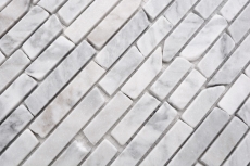 Azulejos de mosaico de piedra natural mármol blanco carrara look mate pared suelo cocina baño ducha MOS40-Brick2000_f