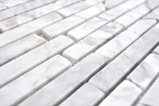Azulejos de mosaico de piedra natural mármol blanco carrara look mate pared suelo cocina baño ducha MOS40-Brick2000_f