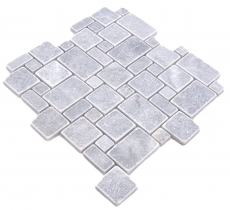 Azulejos de mosaico de piedra natural mármol gris claro mate pared suelo cocina baño ducha MOS40-FP40_f