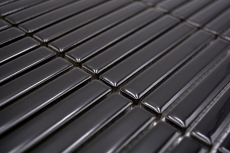 Cerámica mosaico mosaico varillas negro brillante pared cocina baño ducha MOS24-CG21_f