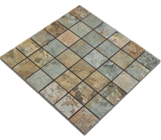 Mano patrón de cerámica mosaico de gres porcelánico beige marrón verde mate pared piso cocina baño ducha MOS14-47CB_m