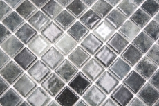 Muestra de mano piscina mosaico piscina mosaico de vidrio negro antracita iridiscente pared suelo cocina baño ducha MOS220-P56253_m
